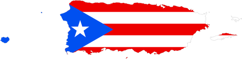 Karta över Puerto Rico och flagga