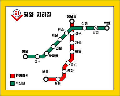 Carte de la ligne de métro de Pyongyang