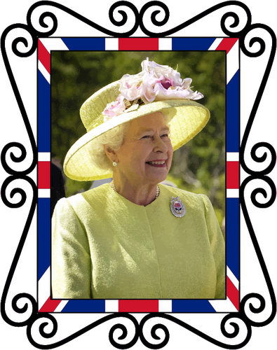 Image of color British Queen photo in standalone frame