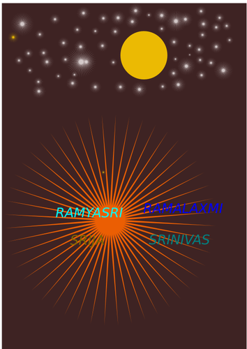 Sun, stars and a spiky orange star vector image