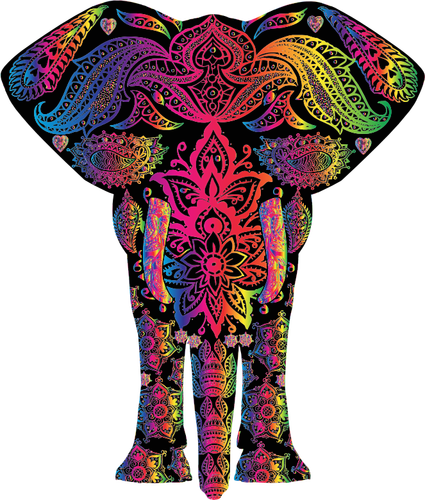 Rainbow floral pattern elephant