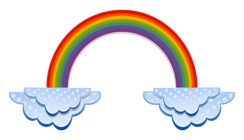 Arco-íris e ilustração de nuvens