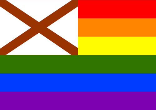 LGBT flag and flag of Alabama