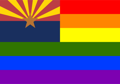 Rainbow and Arizona flag