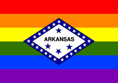 Rainbow and Arkansas flag
