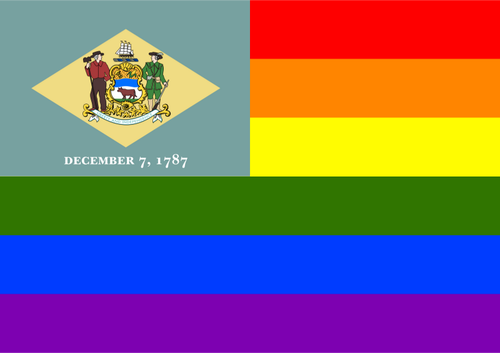 Rainbow and Delaware flag