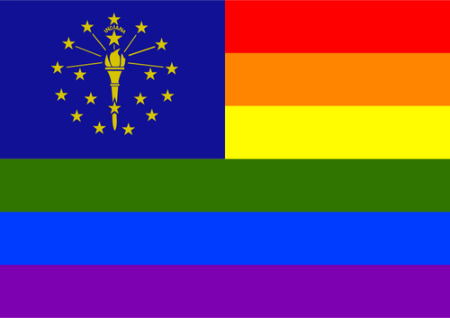 Rainbow and Indiana flag