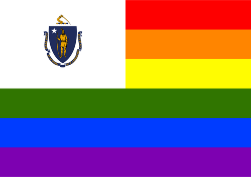 Rainbow a Massachusetts vlajka