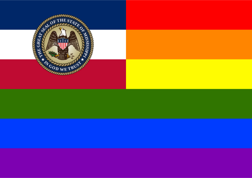 Rainbow flag and Mississippi flag