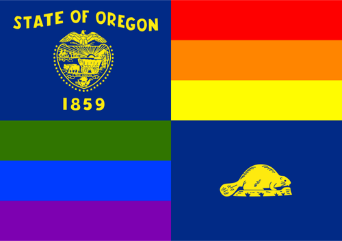 Rainbow and Oregon flag