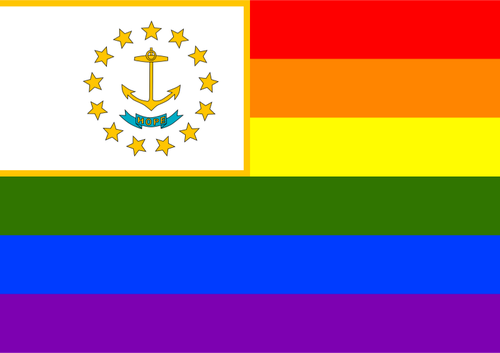 Rhode Island and rainbow flag