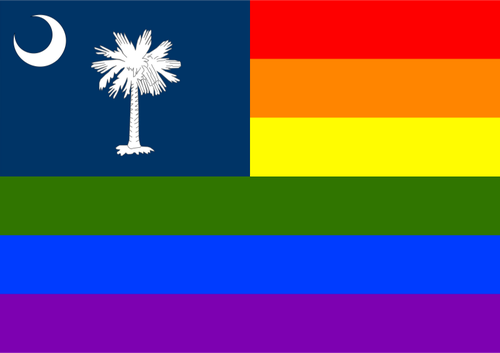 Rainbow flag and South Carolina symbol
