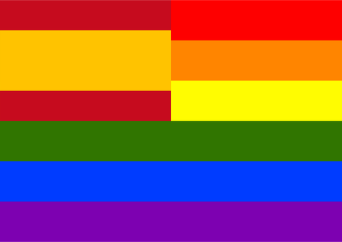 Spanisch und Regenbogen Flagge