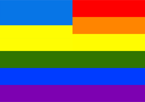Regenbogen und Ukrainische Flagge