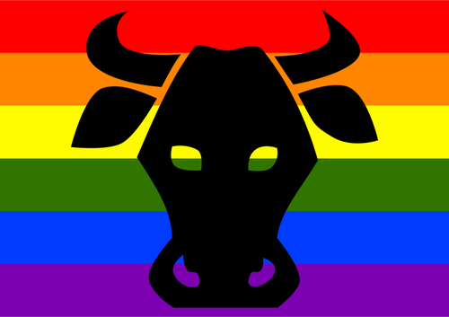 Cow and rainbow colors