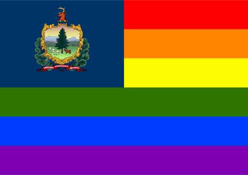 Vermont and rainbow flag