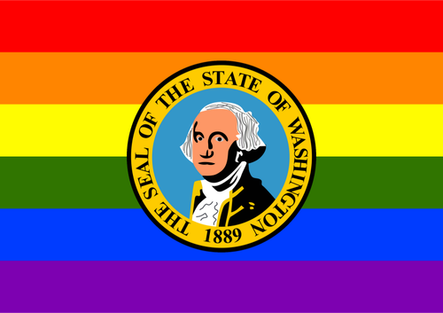 G.Washington and rainbow flag