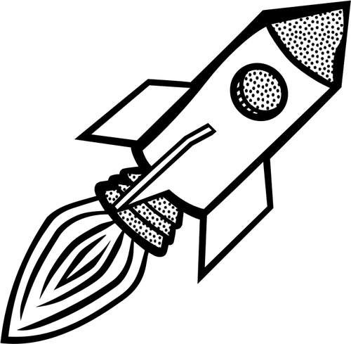 Line art vector image of space rocket ship