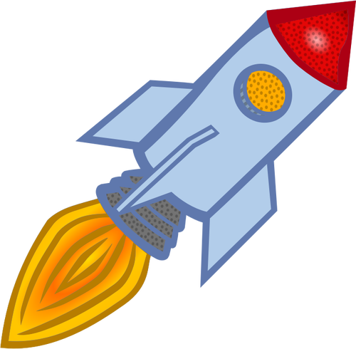 Vector clip art of blue cartoon rocket | Public domain vectors