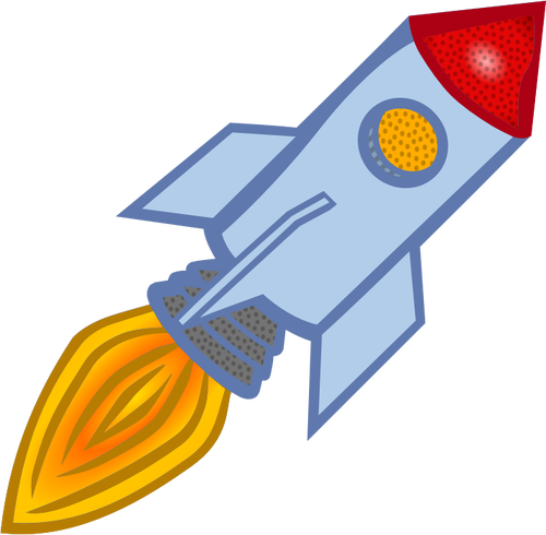 Vector clip art of blue cartoon rocket