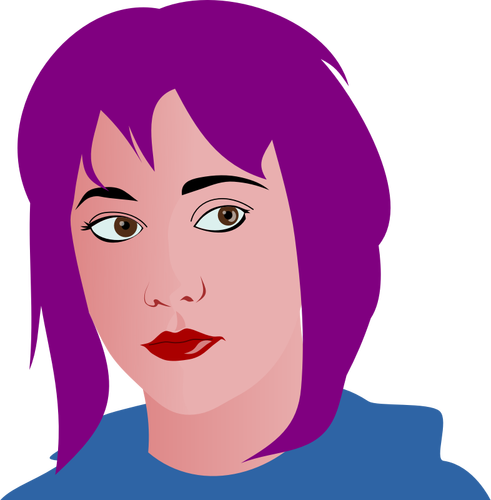 Purple haired girl vector illustration