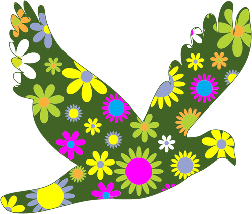 Retro floral bird drawing