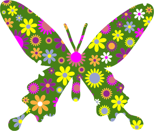 カラフルな花蝶