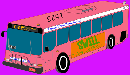 Ciudad rosa autobús gráficos vectoriales