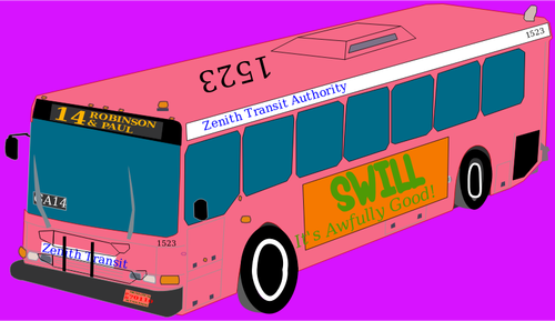 Pink city bus vector graphics