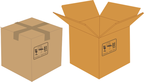 Векторные картинки герметичные и открытые картонные коробки