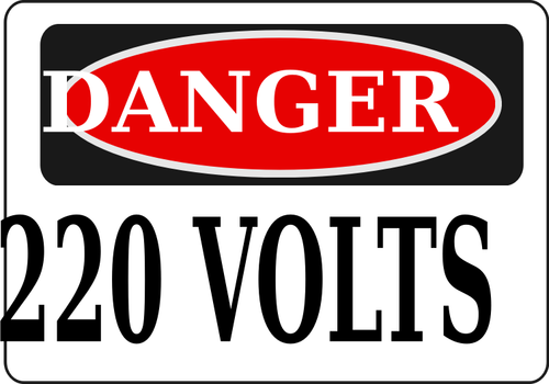 Nebezpečí 220 voltů znamení vektorový obrázek