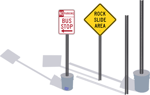 Vector image of set of signposts with shadows