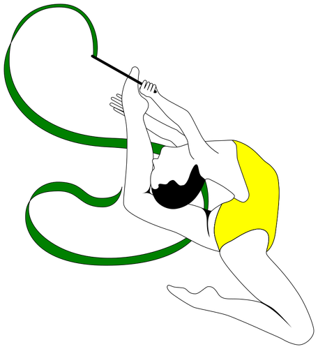 艺术体操运动员表演彩色绘图