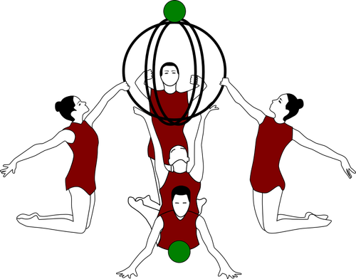 Vector image of rhythmic gymnastics with bows and ball