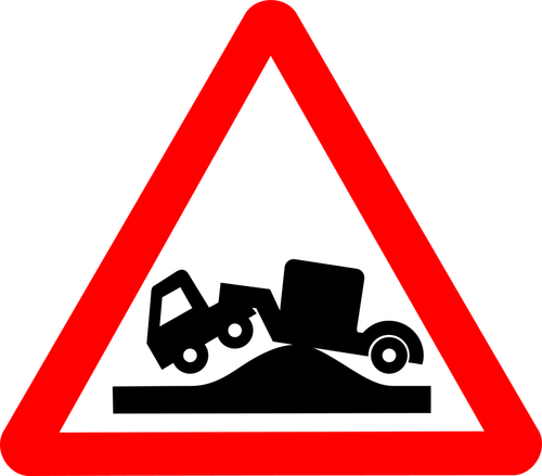 Road sign in triangle