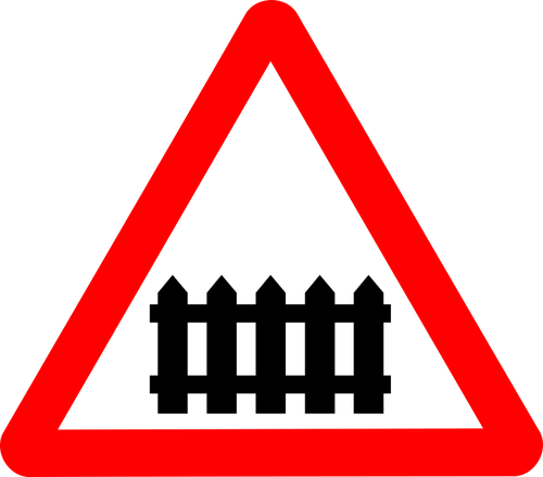 علامة طريق سياج السكك الحديدية