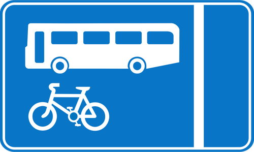 Ônibus e bicicletas informações lane tráfego sinal vector imagem