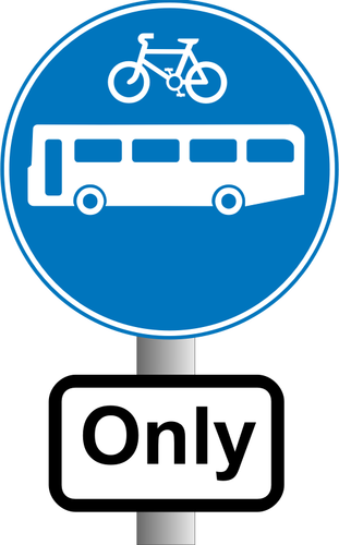 Autobuses y motos única información tráfico signo vector de la imagen