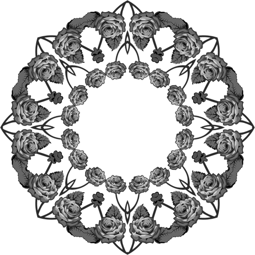 Roses wreath vector silhouette