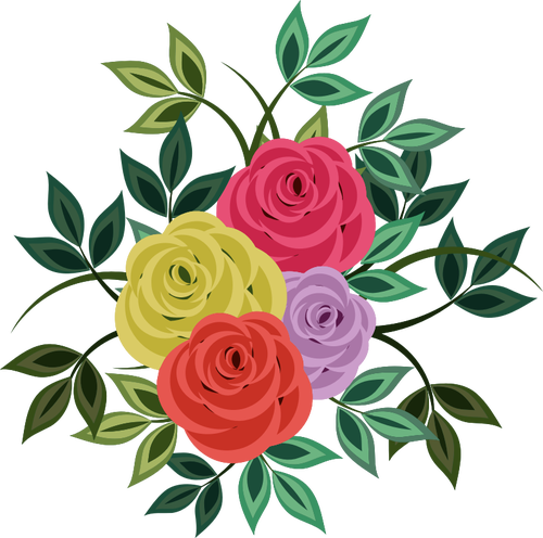 האישה ורדים צבעוניים