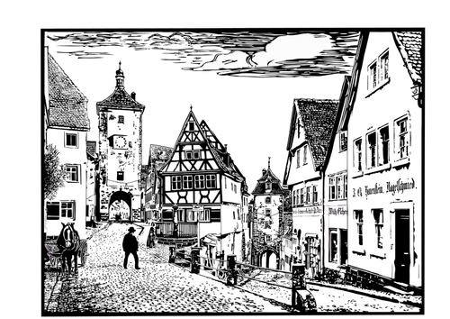 Vector image Ploenlein street in Rothenburg