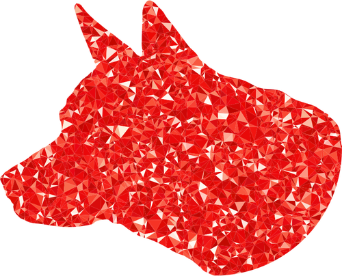 Silhouette de tête de chien rubis