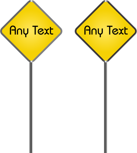Vector graphics of two blank yellow roadsigns
