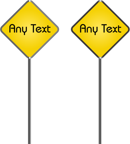 Vector graphics of two blank yellow roadsigns