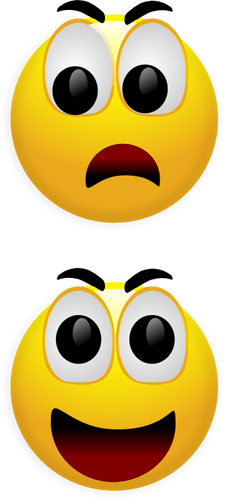 Vector clip art of friendly and panicked smilies