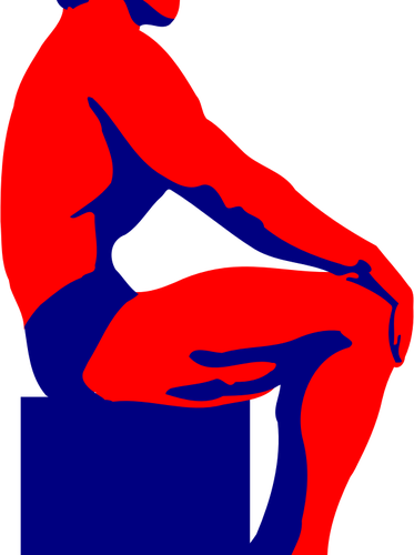 Kırmızı ve mavi vücut geliştirmeci adam oturan vektör çizim