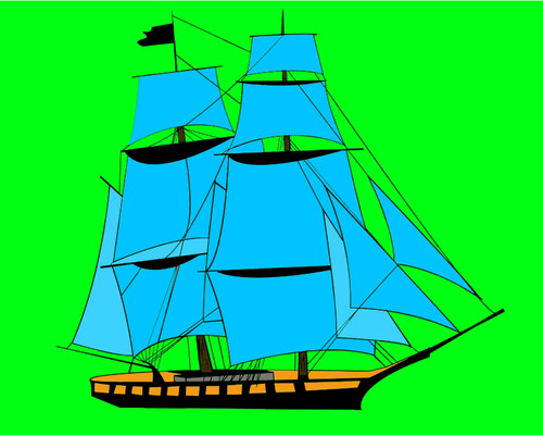 Loď s modrými plachtami