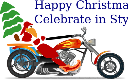 Santa the biker on chopper vector illustration