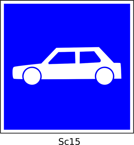 Vector illustration of cars square blue sign
