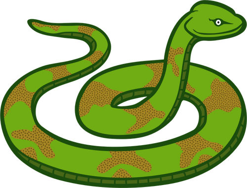 Ilustração em vetor arte cor verde e marrom cobra linha